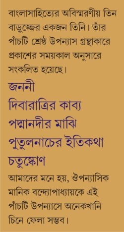 Alternative view of Panchti Srestha Uponyas [Manik Bandopadhyay]